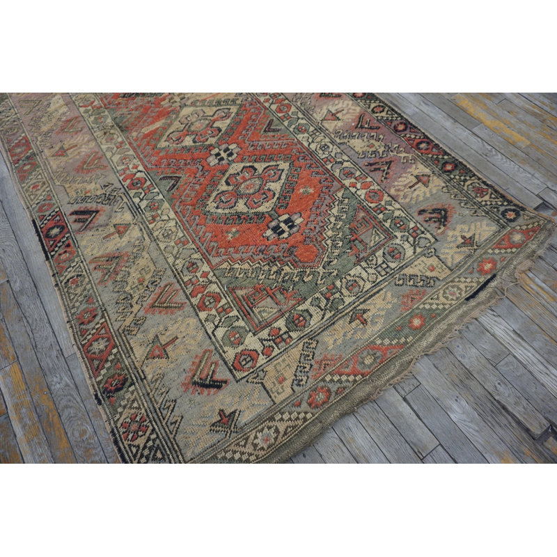 Hand Knotted Wool Geometric Area Rug in Pink