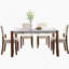 Ensemble de table de salle à manger 5 pièces pour 4 personnes, table de style faux marbre de 46 po et 4 chaises rembourrées avec pieds en bois d'hévéa massif, siège rembourré, dossier incurvé, ensemble de coin-repas compact pour la salle à manger, blanc-803512118
