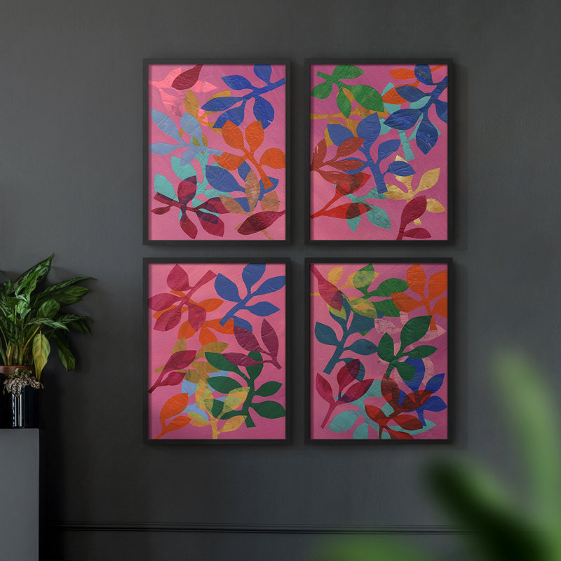«Vivid Stems I», ensemble de 4 encadrées, H 14 po x l 44 po
