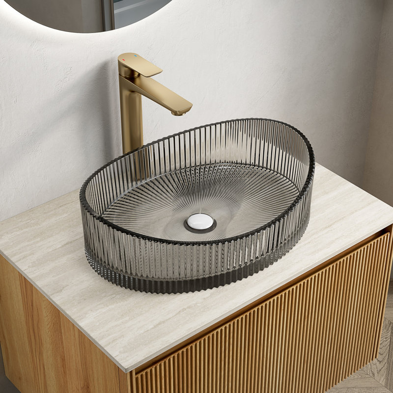 Lavabo de salle de bain en verre cristal de forme Yuanbao sans robinet, Noir