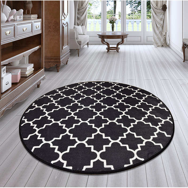 Round Lonoke Geometric Shag 100cm X 100cm Area Rug