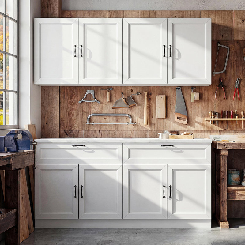 63"W Garage Storage Cabinet Set - Upper & Lower Cabinets