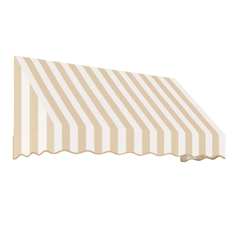 Auvent fixe en tissu acrylique San Francisco Awntech, Lin / rayures blanches, H 24 po x l 88,5 po x P 48 po