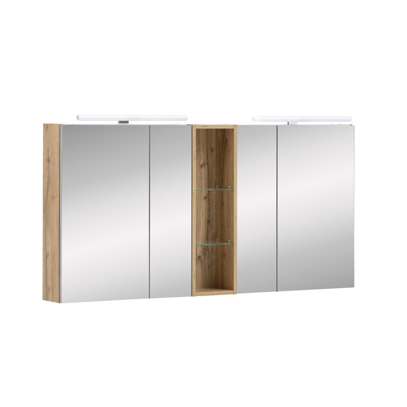 Duo 141.6mm W 75mm H Surface Frameless Medicine Cabinet Mirror 6 Adjustable
