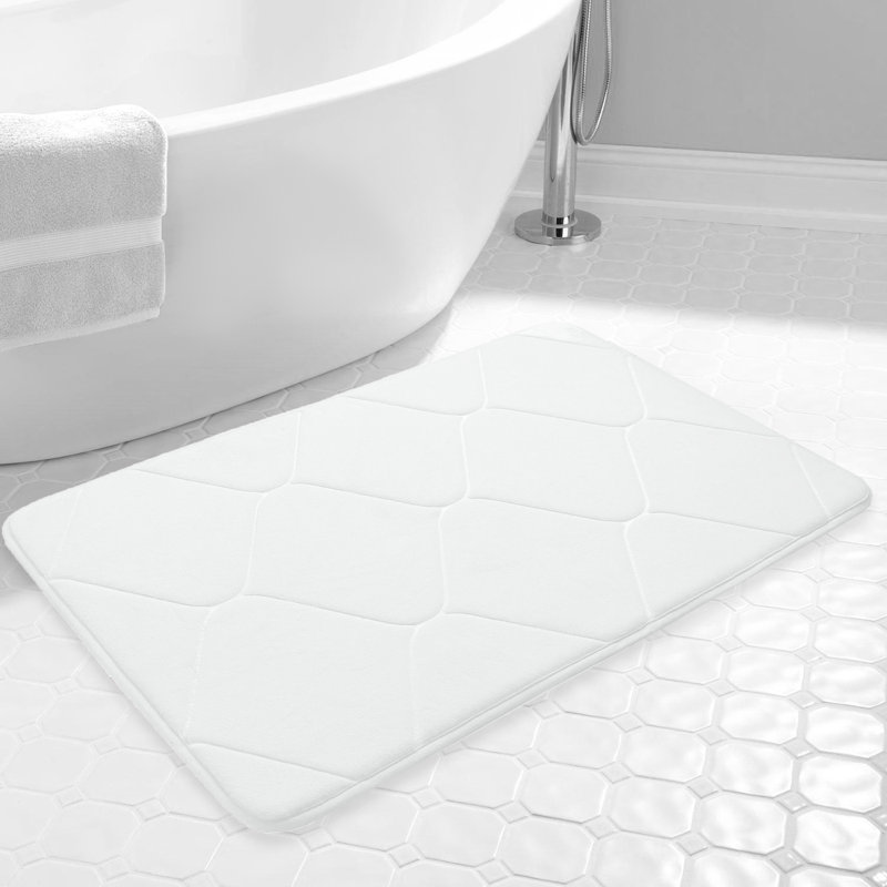 Tapis pour salle de bain antidérapant Isak, Blanc