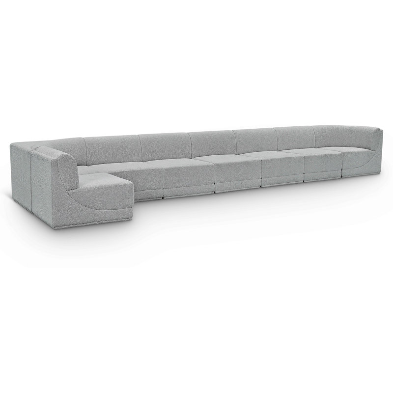 Canapé modulaire rembourré 8 pièces Ollie, Tissu gris bouclé