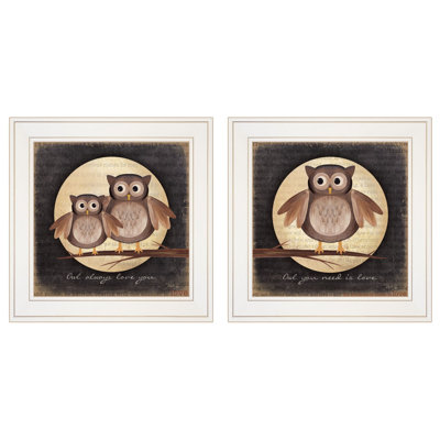 "Owl Always Love & Need You", ensemble de 2 pièces encadrées pour la décoration murale par Marla Rae