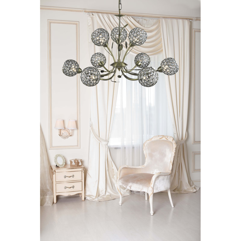 Blackmon 9 - Light Shaded Chandelier, Antique Brass