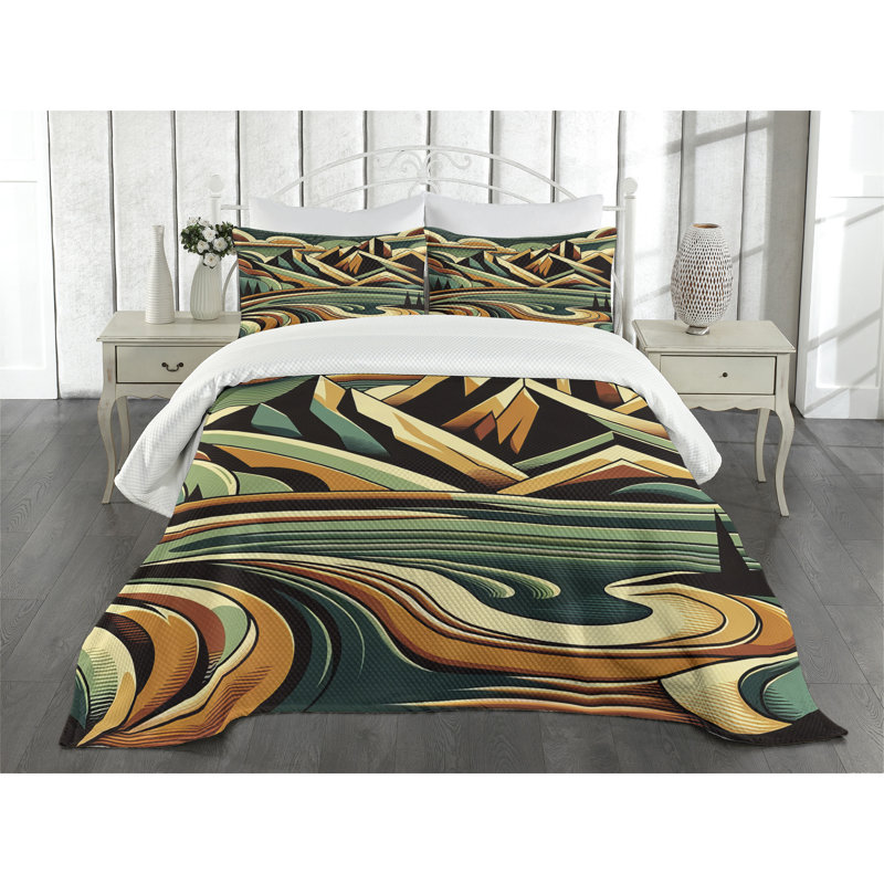 Polyester Abstract Coverlet, King Coverlet / Bedspread + 2 Standard Shams
