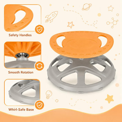 Balançoire sensorielle à 360 °, fauteuil pour enfants, développement vestibulaire et soulagement de la mobilité, base stable antidérapante, modes d'assise à genoux assis (orange)