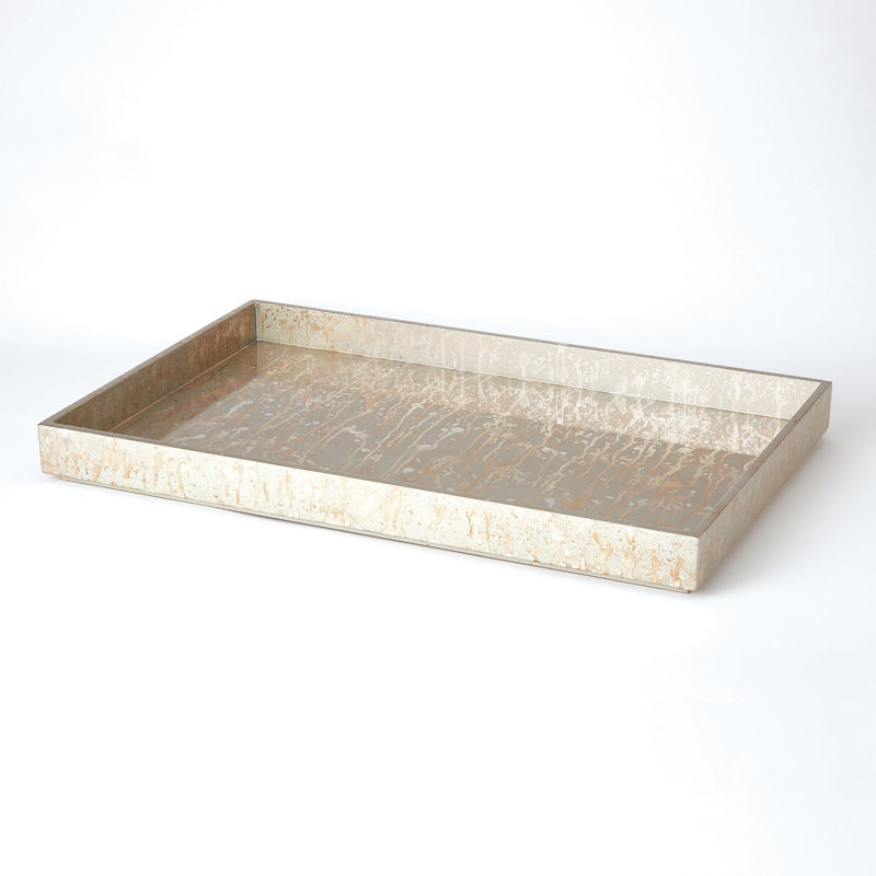 MDF Decorative Tray, 2.25" H x 18" D x 18" D, Champagne Silver