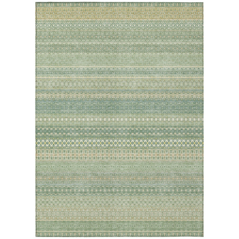 Tapis intérieur extérieur rayé lavable antidérapant 8 pi x 10 pi vert artichaut