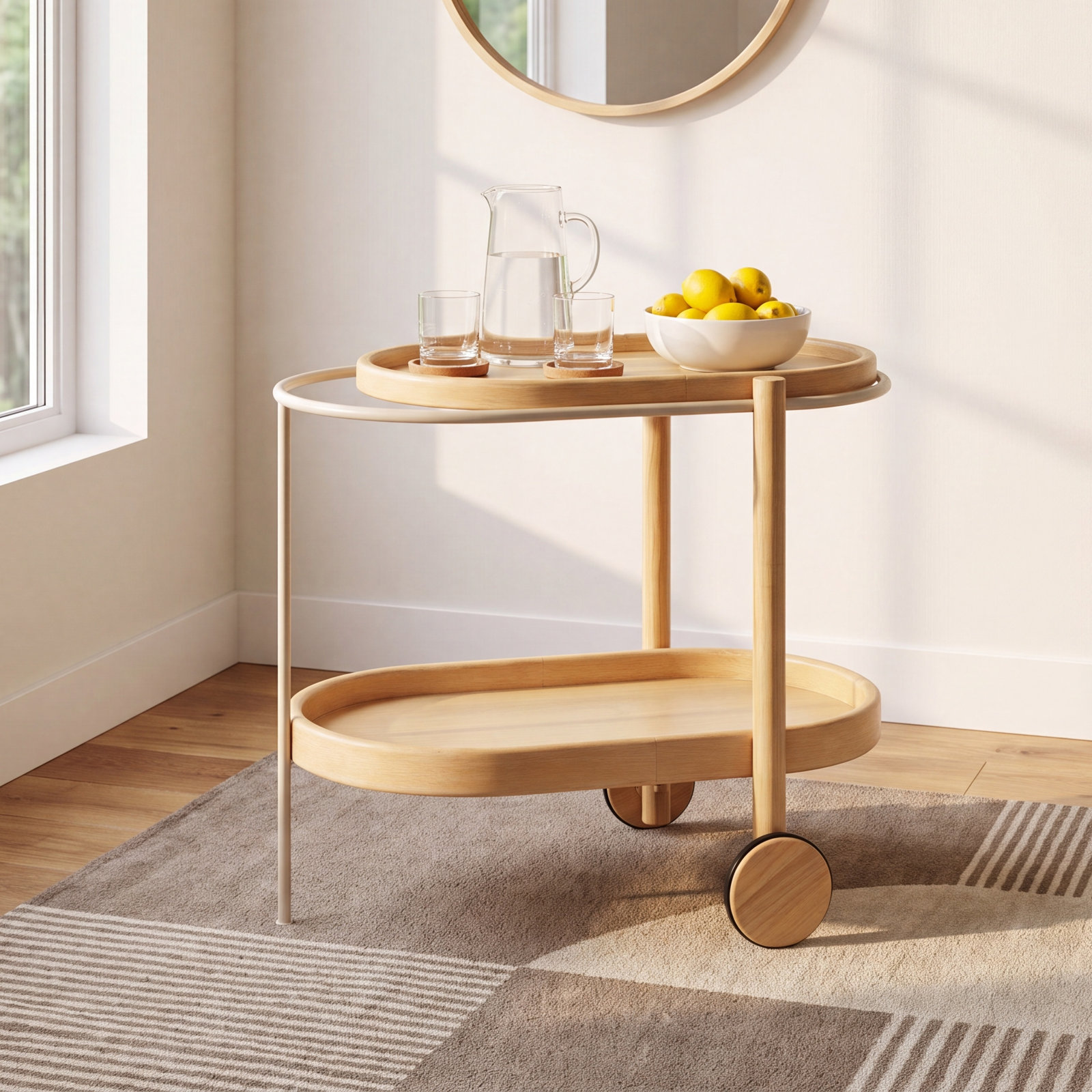 Trianna Wood 2 Shelf Bar Cart