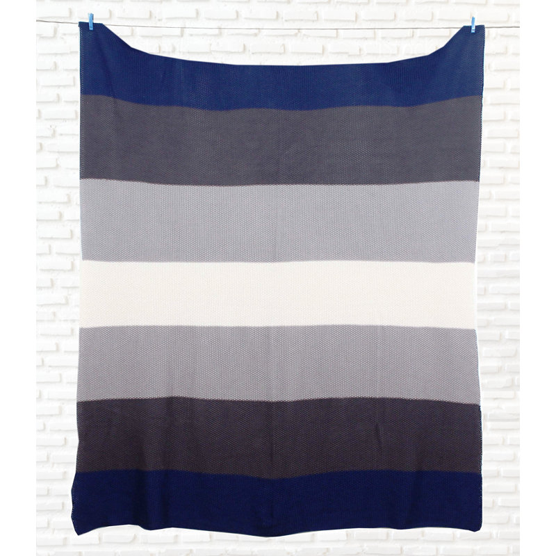 Jeté en coton doux , Bleu / gris