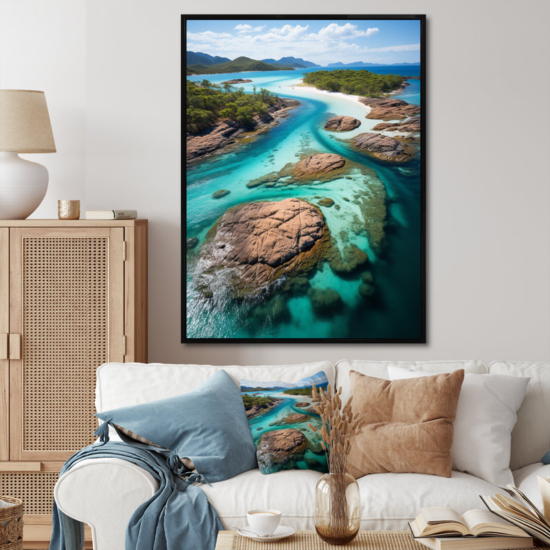 «Australie Whitsunday Island Paradise I», reproduction sur toile, H 40 po x l 30 po x P 1,5 po, Cadre flottant noir