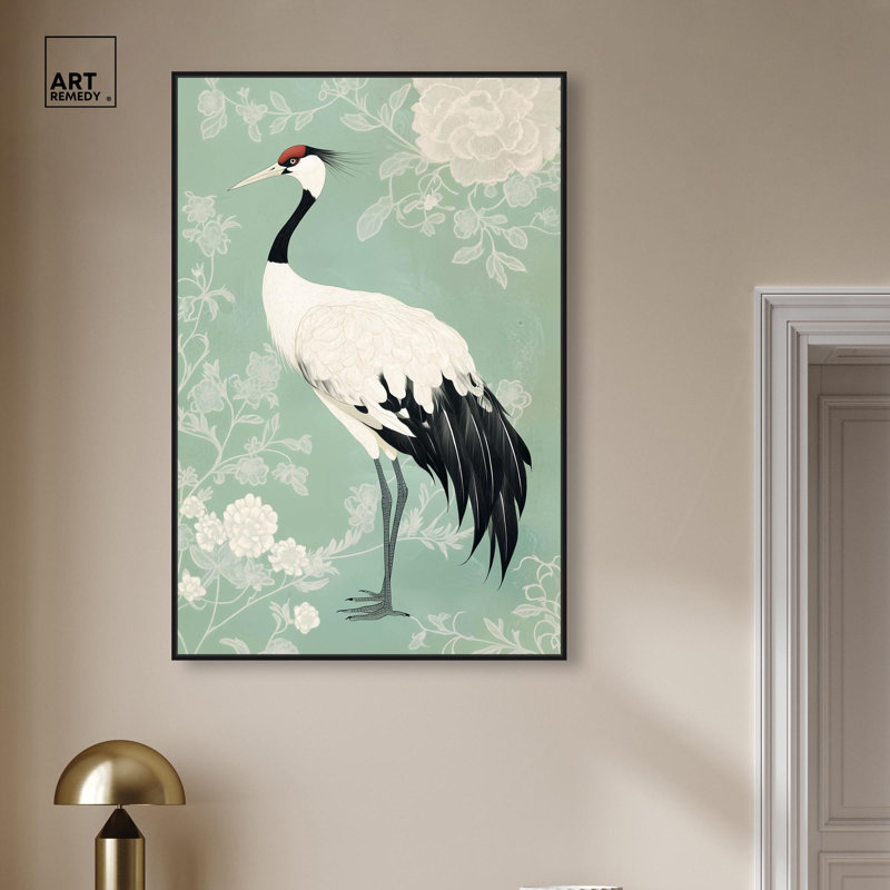 «Gentle Crane», reproduction d'art sur toile par Glam Art Remedy, Structure noire, H 16 po x l 11 po