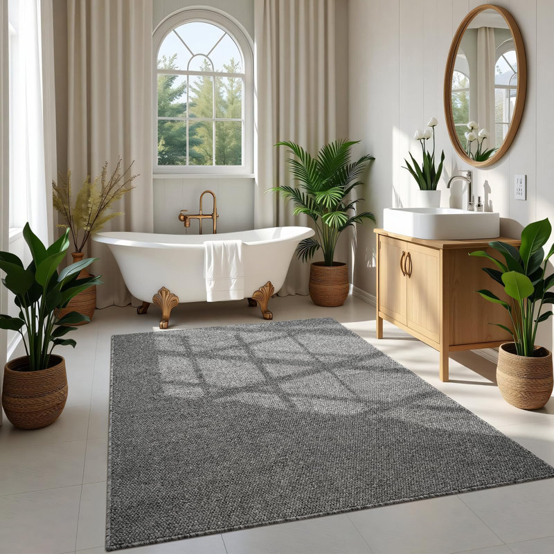 Low-Profile Non-Slip Indoor Area Rug, Machine Washable & Absorbent, Gray, Rectangle 1'4" x 2'