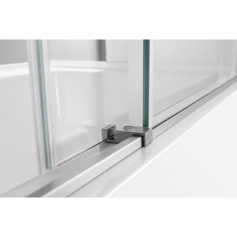 Kingston Brass 60-Inch Acrylic Rectangular 3-Wall Anti-Skid Alcove Tub With Tub Door, Hand Drain, Right, Brushed Nickel