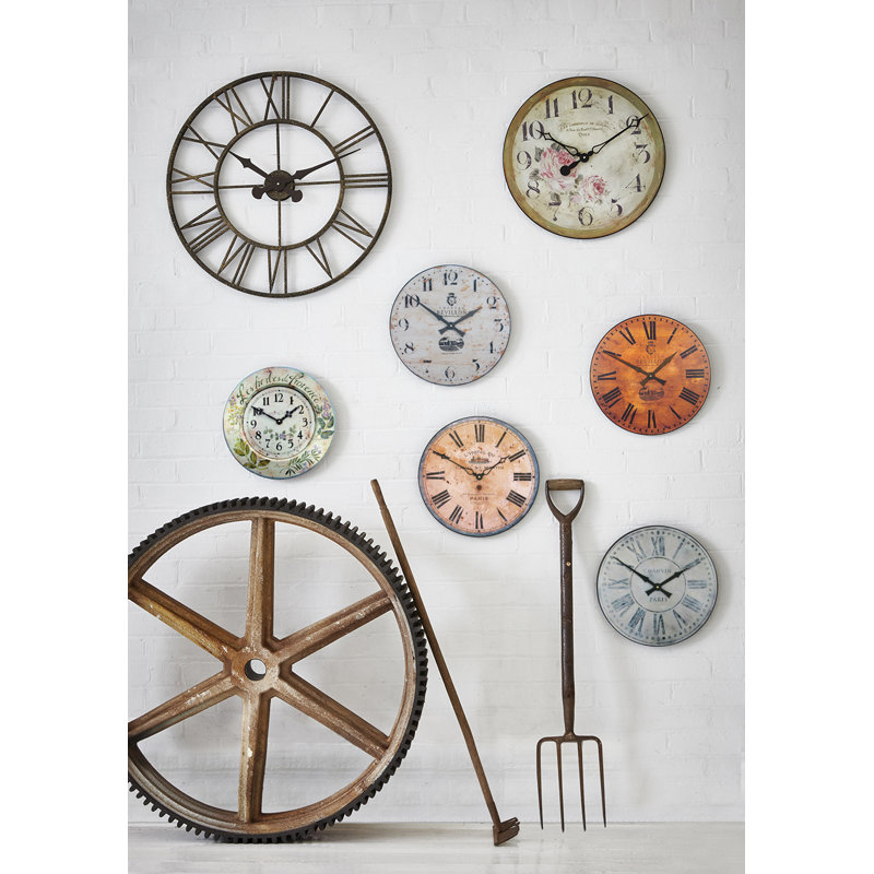 French Tin Herbes Design Wall Clock, 36cm