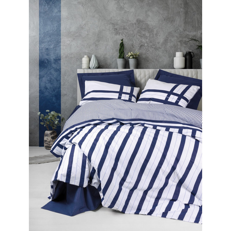Tile Red Ranforce XXL Quilt Cover Set, 61 x 87 Duvet & 31.5 x 31.5 Pillowcase | 100% Cotton, Machine Washable, 145 Thread Count | Stylish Pigment Printing, Button Closure Design for Ultimate Comfort