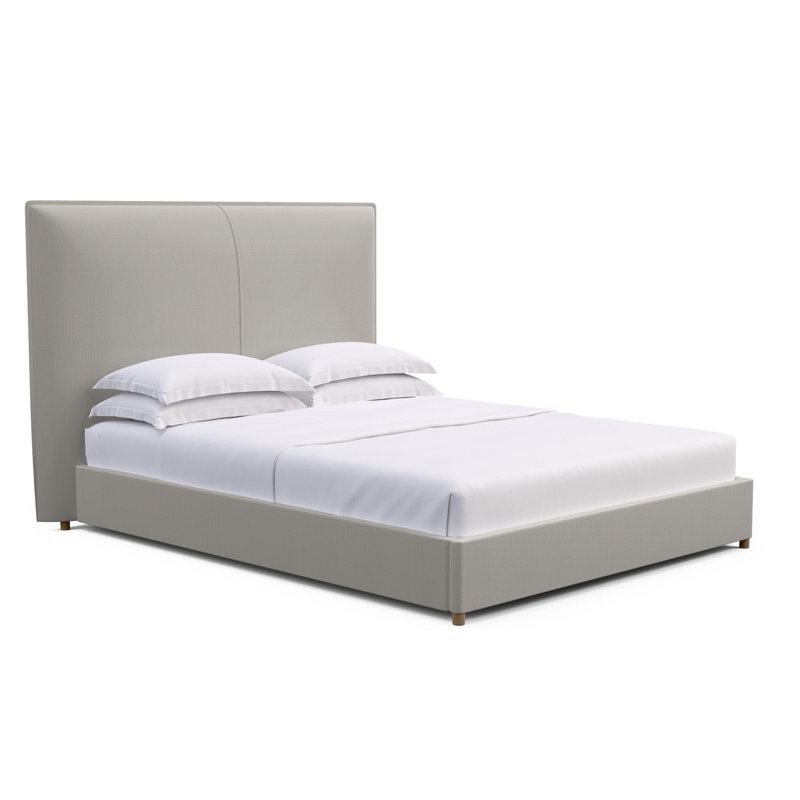 Mansfield Upholstered Bed, Ebony, Box Weave Linen Silver Streak, Twin