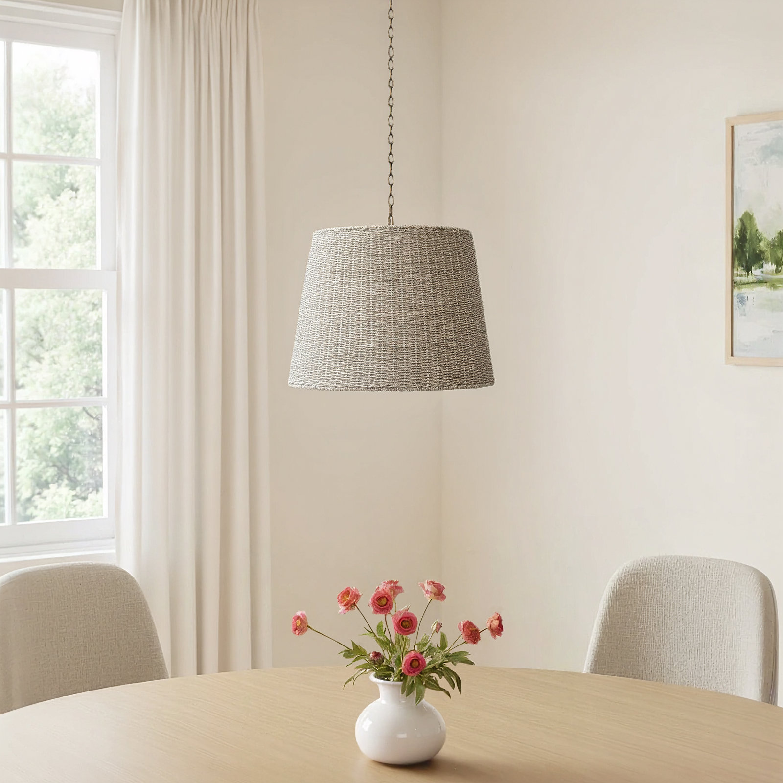 Priam 2 Light Seagrass Dimmable Pendant