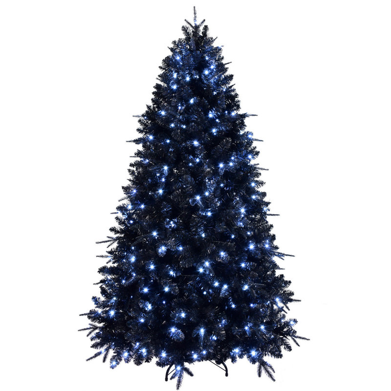 Sapin de Noël 8 pi noir pré-éclairé
