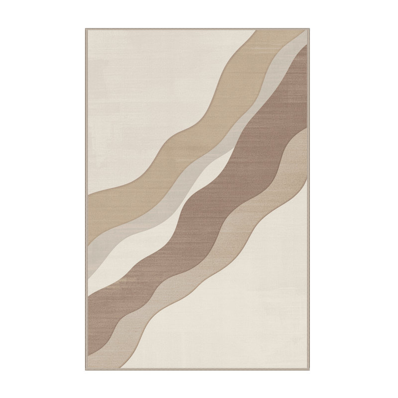 Tapis beige lavable à la machine de couleur unie minimaliste Pacchiana, 2 x 5
