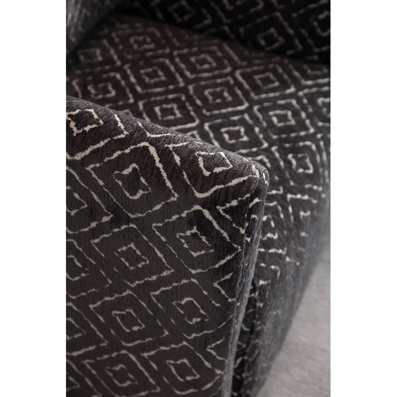 Luxueux fauteuil à oreilles, tissu chenille noir et blanc, 29,5 po x 27,6 po x 31,5 po | Structure 100% charme, avec 1 coussin | Rembourrage en mousse souple et en plumes, capacité de 330 lb | Parfait pour le salon et la décoration intérieure