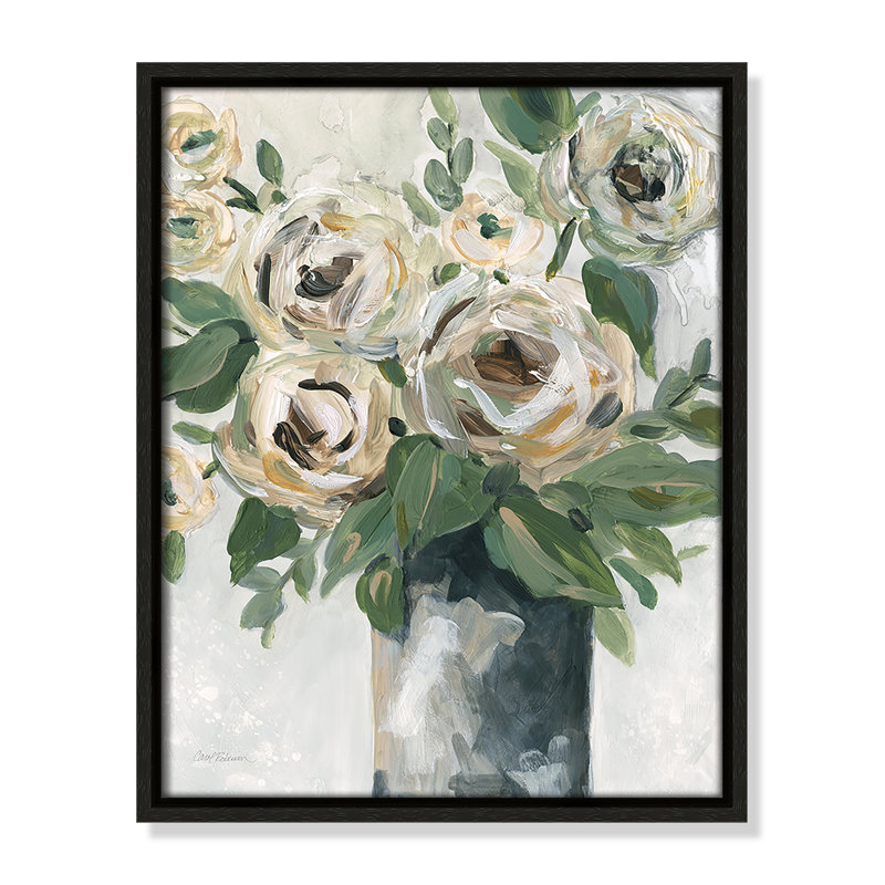 Impression florale de profondeur par Carol Robinson, Espresso, H 15,5 po x l 12,5 po x P 2 po