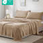 Très grand drap 4 pièces de couleur taupe - 100% confortable et doux avec des draps-housses plats 2 taies d'oreiller brossées des deux côtés entièrement élastiquées Lavable à la machine