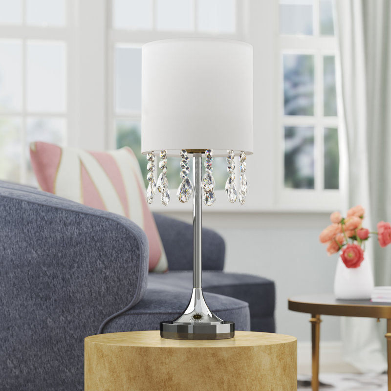 Lampe de table en chrome 22 po Elina, blanc