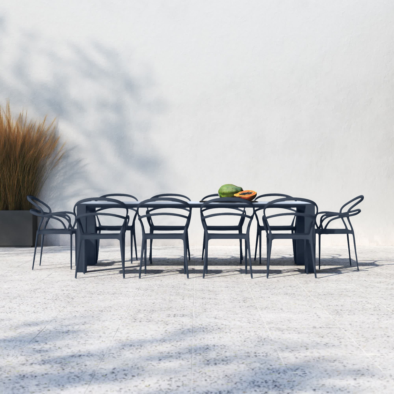 Comet 39" Patio Dining Set, Dark Gray