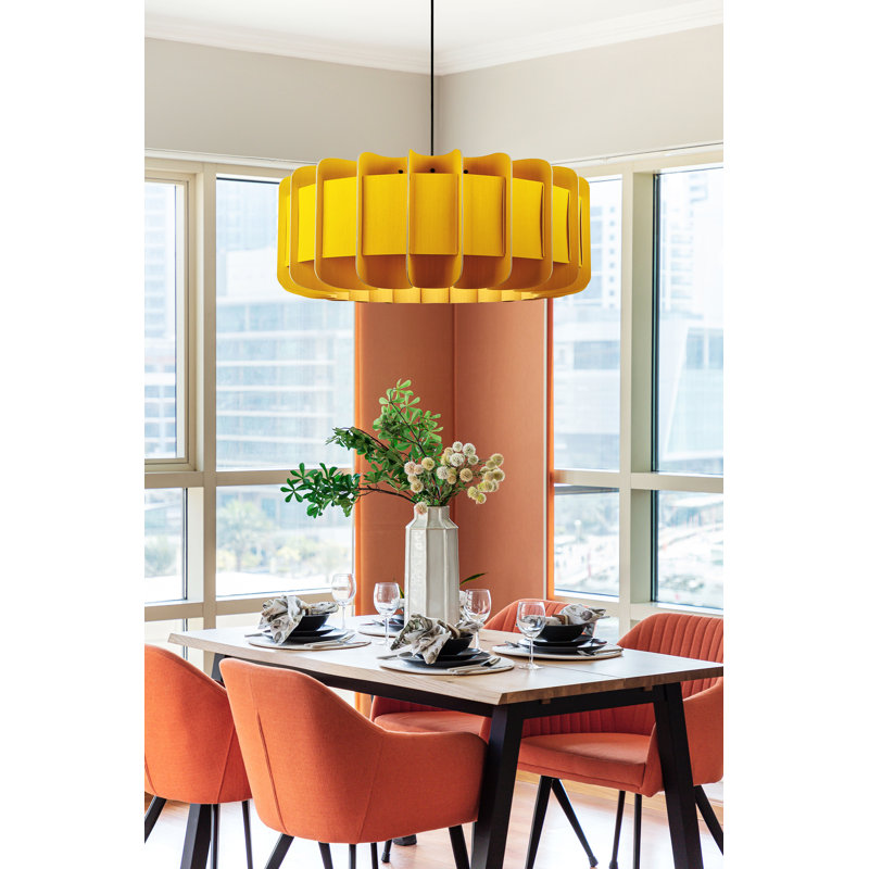 Luminaire suspendu 1 lumière Clarissa, Jaune, H 11 po x l 29,1 po x P 29,1 po