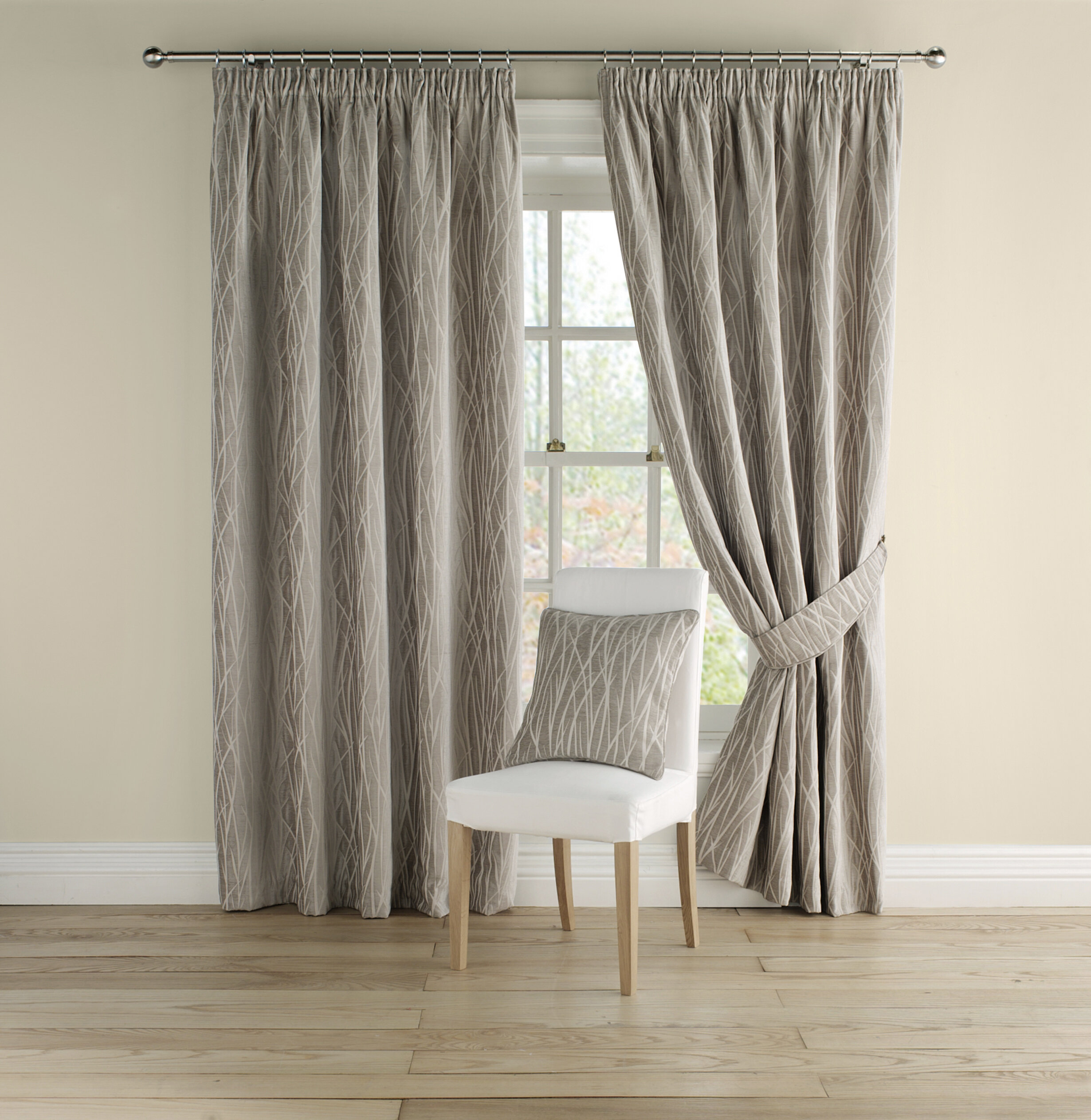 Canora Grey Teme Synthetic Semi Sheer Pencil Pleat Curtain Pair ...