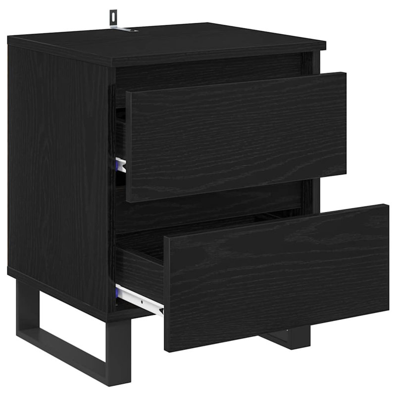 40cm W Manufactured Wood Bedside Table, Black Oak