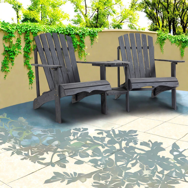 Ensemble de salle à manger de patio moderne en bois avec banc incliné pour la détente en plein air