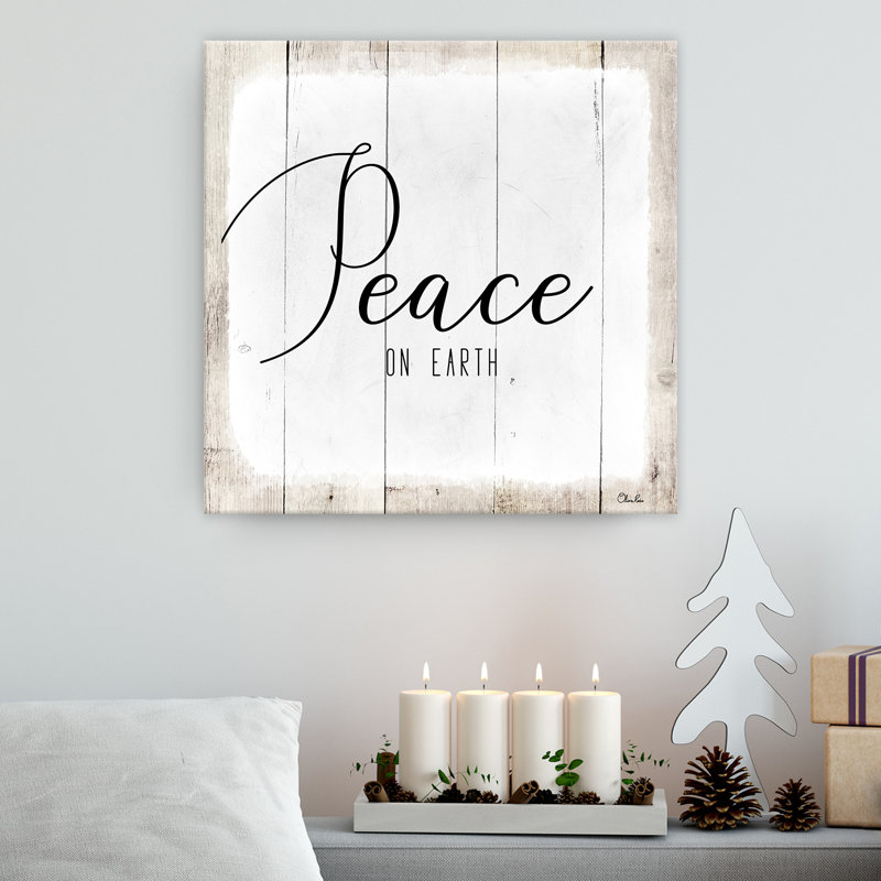 Reproduction d’art textuel sur toile tendue « Peace on Earth II » par Olivia rose, H 20 po x l 20 po x 1,5 po