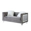 Causeuse Addiel avec 2 coussins en velours gris-1308171744