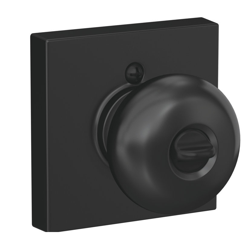 Plymouth Keyed Entry Knob with Collins Trim, Matte Black