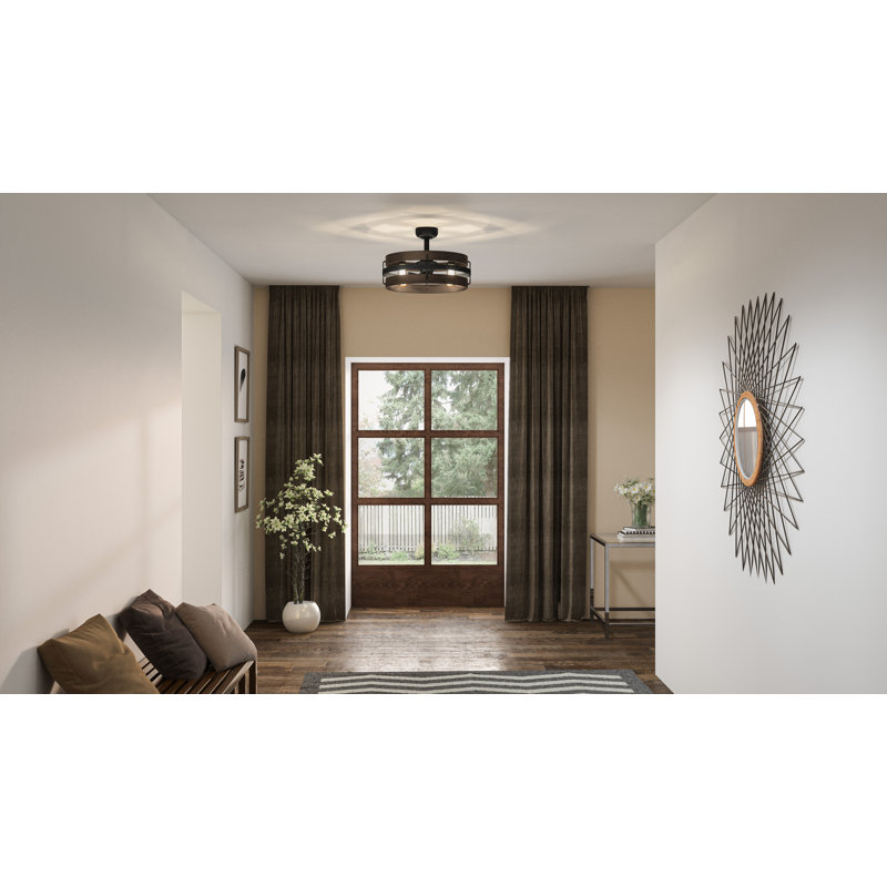 Ventilateur de plafond d'extérieur à cage à 3 pales 12 po avec ensemble d'éclairage inclus