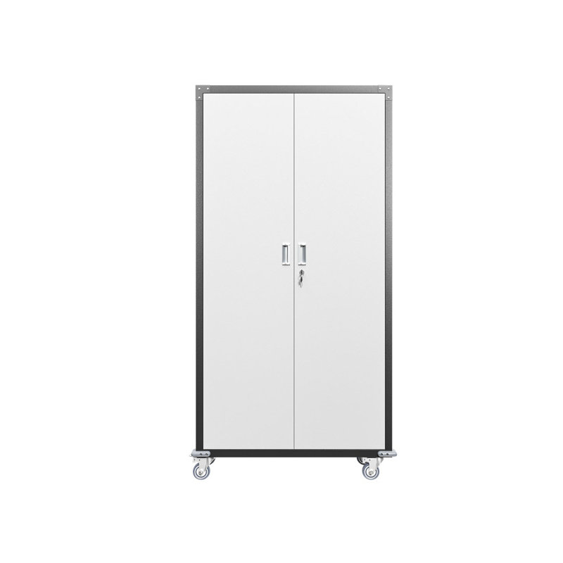 Armoire de rangement pour garage avec portes verrouillables et 4 tablettes réglables, Noir / blanc