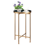 Gold & Navy Blue End Table - Versatile Round Accent Table For Indoor & Outdoor Use