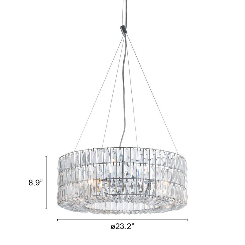 Silver Lantern Metal Chandelier With Silver Shades
