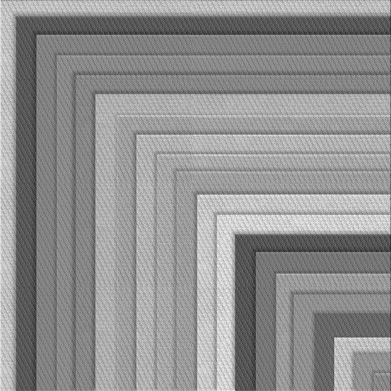 Tapis rayé gris en laine, Carré 4 pi