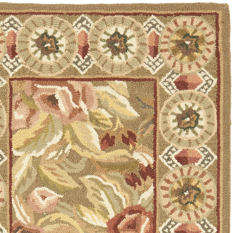 Tapis floral en laine crocheté à la main Chelsea, Rectangle 5 pi 3 po x 8 pi 3 po