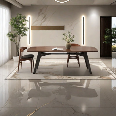 Black Walnut Solid Wood Dining Table Rectangular 31.4'' W Dining Table