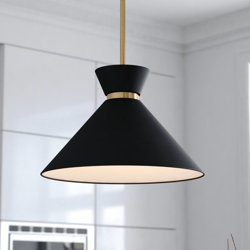 Luminaire suspendu conique à 1 lumière Racine, Noir