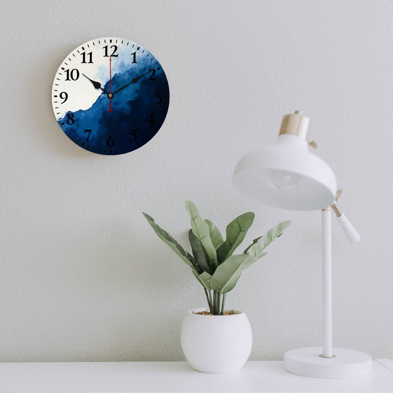 Horloge murale 12 po x 12 po, encre bleu foncé, pour cuisine et terrasse