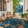Floral Washable Rugs Non-Slip Soft Rugs for Living Room Bedroom Ultra-Thin Boho Accent Carpet